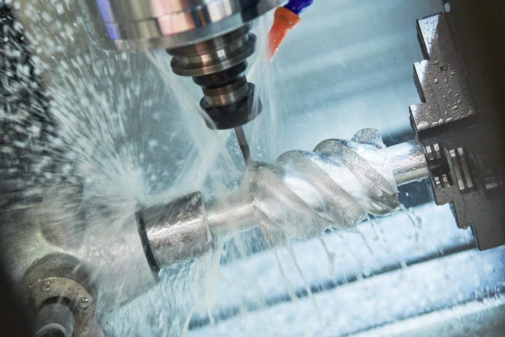 CNC milling process in production workshop